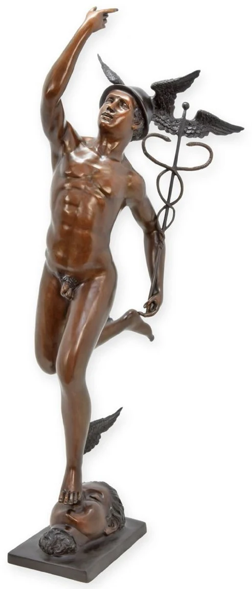Casa Padrino Luxus XXL Bronze Deko Skulptur Gott Bronze / Grau 58 x H. 160 cm - Große XXL Bronze Figur - Wohnzimmer Deko - Garten Deko