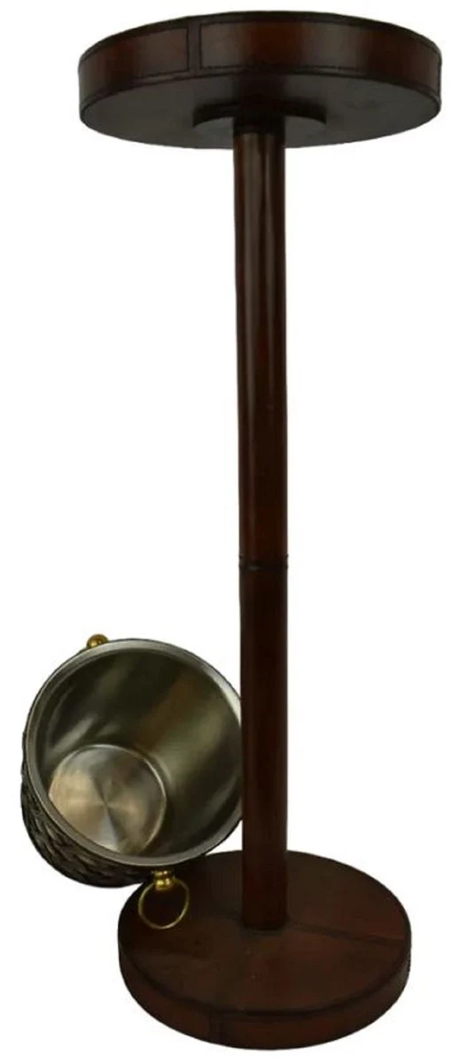 Casa Padrino Luxus Weinkühler mit Ständer Dunkelbraun / Messing Ø 27 x H. 95 cm - Champagnerkühler - Sektkühler - Gastronomie Accessoires - Restaurant Accessoires - Hotel Accessoires