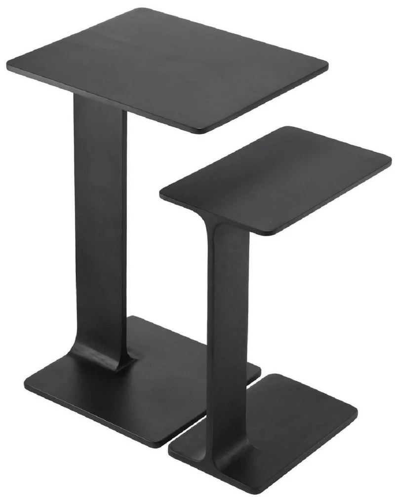 Casa Padrino Luxus Beistelltisch Set Schwarz - 2 Tische aus hochwertigem Aluminium - Wohnzimmer Möbel - Luxus Qualität