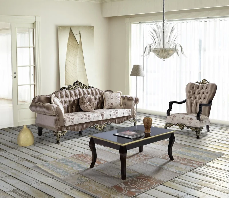 Casa Padrino Barock Sofa Braun / Beige / Schwarz / Gold 227 x 81 x H. 110 cm - Prunkvolles Wohnzimmer Sofa mit Blumenmuster - Barockstil Möbel