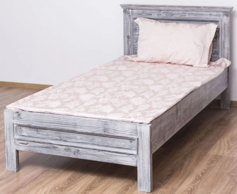 Casa Padrino Landhausstil Massivholz Bett Antik Grau 90 x 200 x H. 93 cm - Massivholz Einzelbett - Landhausstil Schlafzimmer Möbel