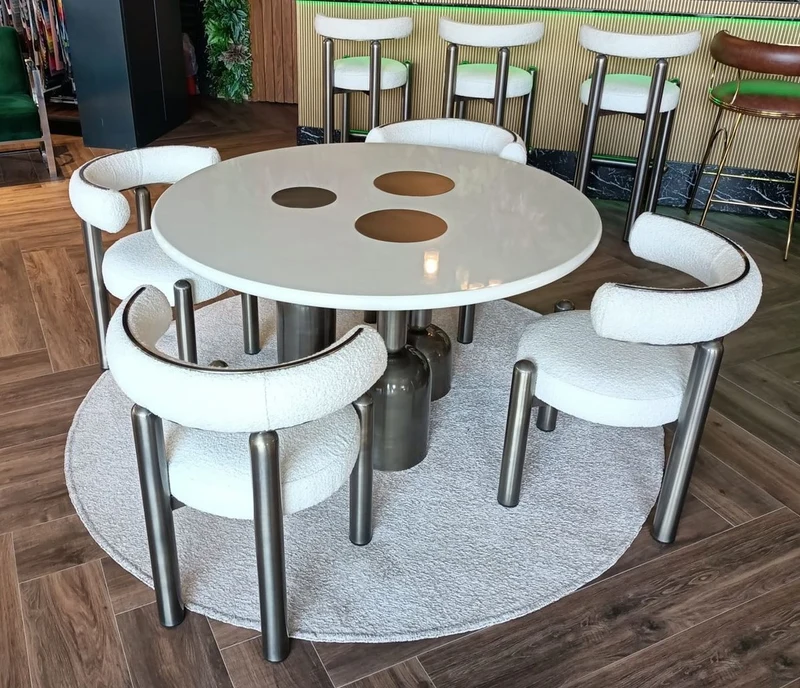 Casa Padrino Luxus Esszimmer Set Weiß / Grau - Luxus Hotel & Restaurant Möbel