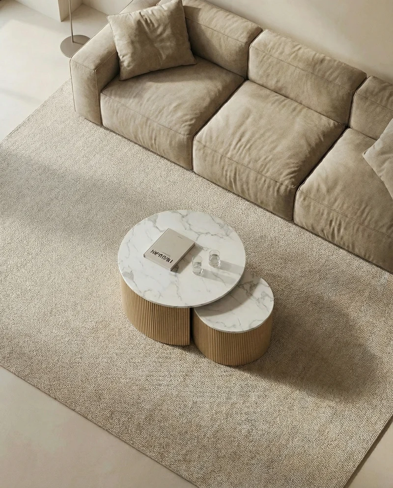 Japandi Salontafel Mila Rond Marmer Beige Decor – Ø 80 x 42 cm
