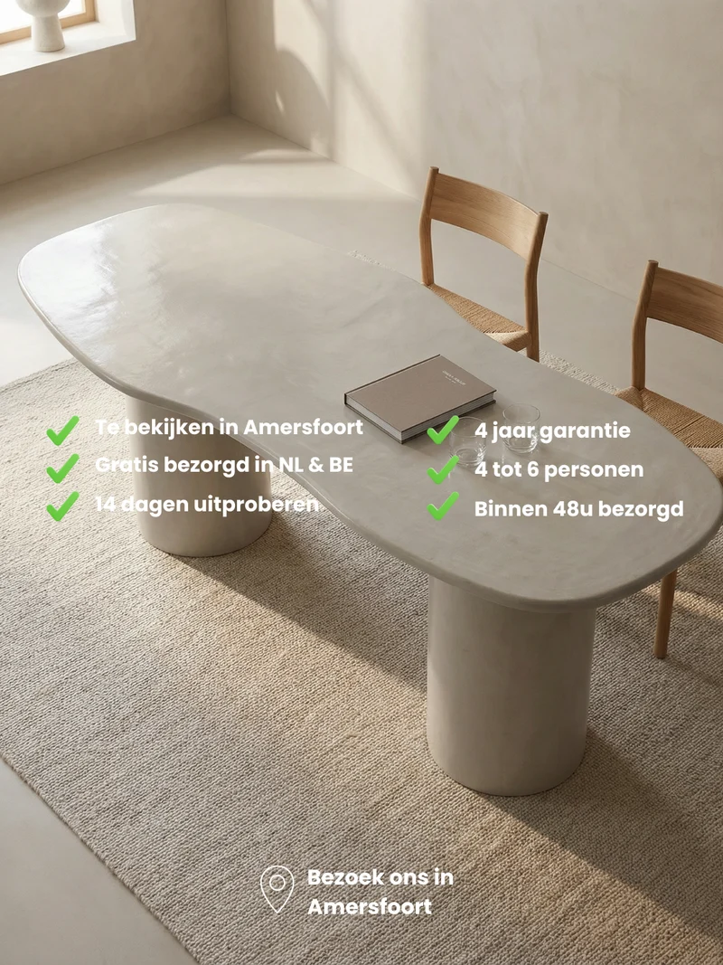 Organische Betonlook Eettafel 200 cm