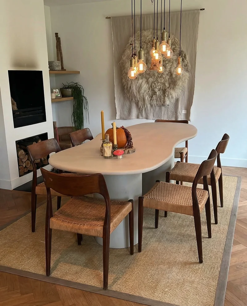 Organische Betonlook Eettafel 200 cm