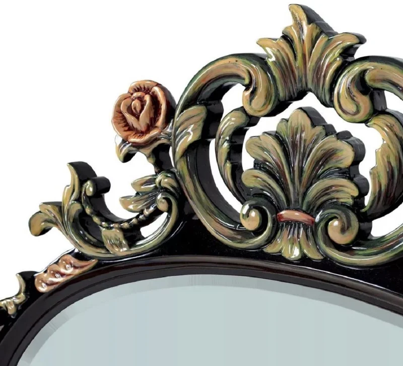 Casa Padrino Luxus Barock Spiegel Schwarz / Mehrfarbig - Prunkvoller Massivholz Wandspiegel im Barockstil - Luxus Möbel im Barockstil - Barock Möbel - Edel & Prunkvoll