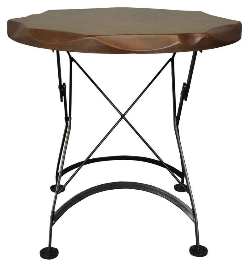 Casa Padrino Jugendstil Garten Esstisch Braun / Schwarz - Verschiedene Größen - Klappbarer Metall Gartentisch mit Massivholz Tischplatte - Gastronomie & Garten Möbel