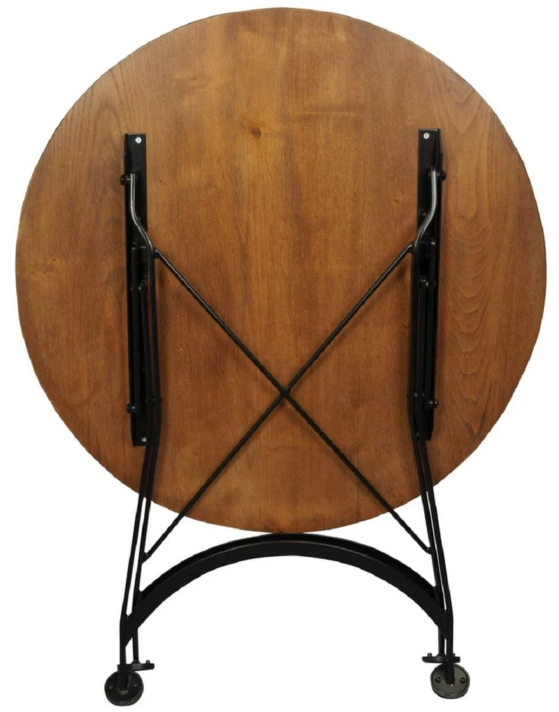 Casa Padrino Jugendstil Garten Esstisch Braun / Schwarz - Verschiedene Größen - Klappbarer Metall Gartentisch mit Massivholz Tischplatte - Gastronomie & Garten Möbel