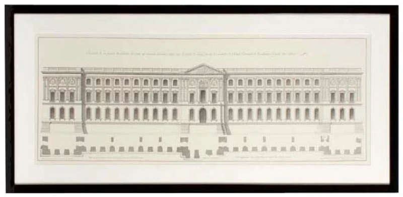 Casa Padrino Bilder / Kunstdruck Set Fassade vom Louvre Mehrfarbig 109 x H. 52 cm - Luxus Wohnzimmer Dekoration
