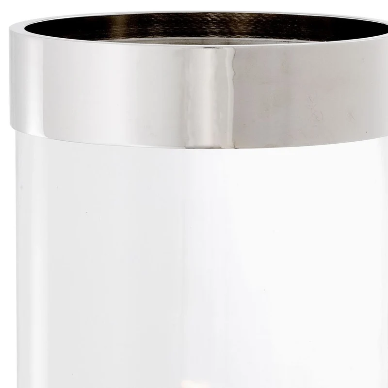 Casa Padrino Luxus Kerzenleuchter Silber Ø 20,5 x H. 41,5 cm - Runder Glas Kerzenleuchter mit Aluminium Ring - Luxus Qualität