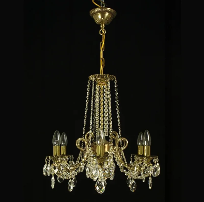 Casa Padrino Luxus Barock Kristall Kronleuchter Gold Ø 55 x H. 50 cm - Prunkvolle Messing Kronleuchter mit böhmischem Kristallglas - Barock Möbel - Edel & Prunkvoll