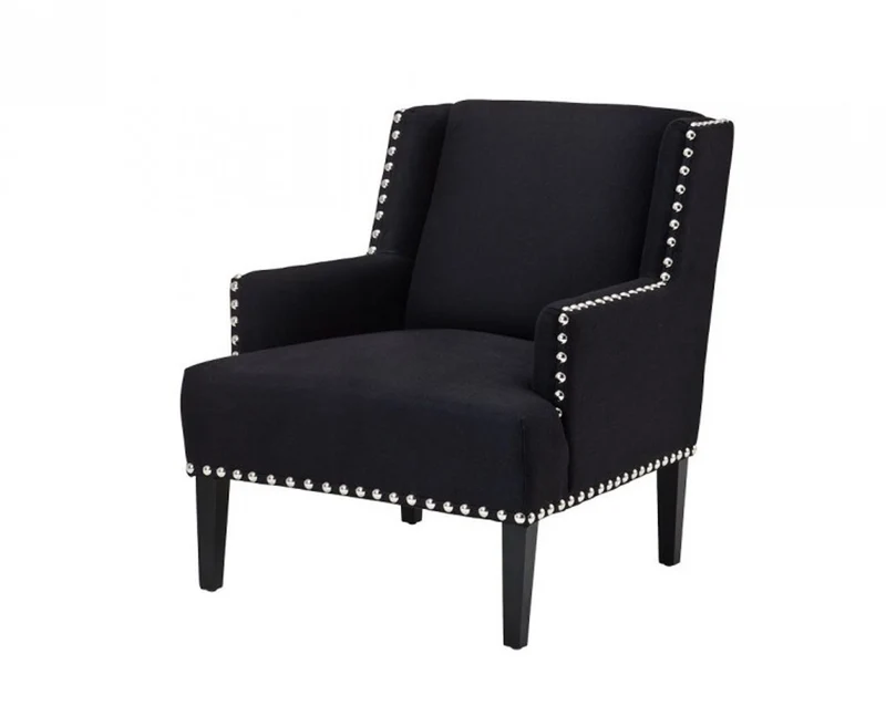 Casa Padrino Designer Art Deco Club Sessel in Schwarz - Luxuriöser Polstersessel aus Leinen-Optik, 74 x 80 x 89 cm