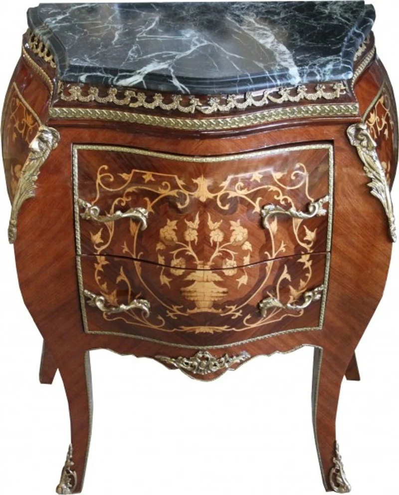Casa Padrino Barock Kommode Mahagoni Braun mit Marmorplatte Grün, 73 x 45 x 78 cm - Edles Antik Stil Replikat