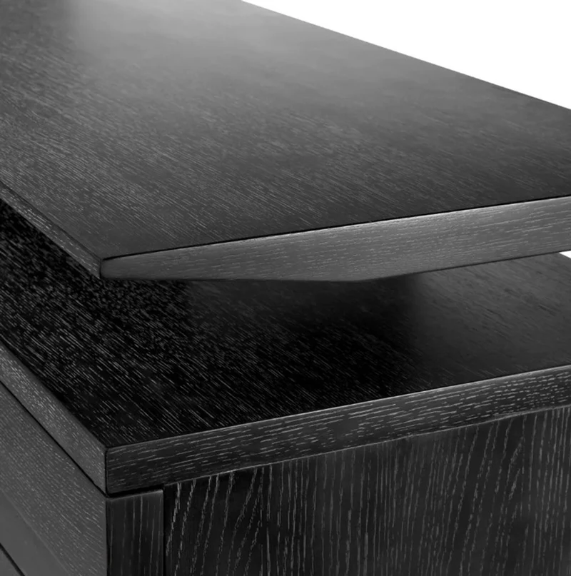 Casa Padrino Luxus Sideboard mit 9 Schubladen Mahagoniholz mit Eichenfurnier Anthrazit - Luxus Möbel
