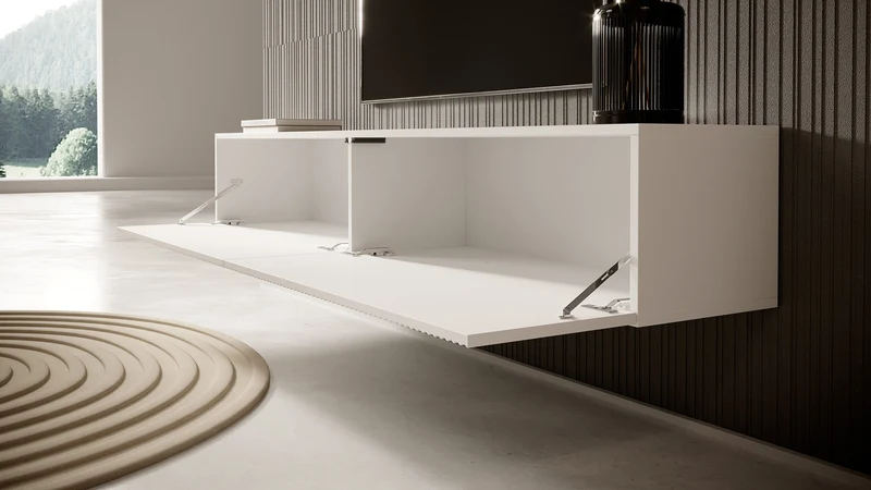 TV-Schrank Veldio mit gefräster Front 175 cm Weiß, hängend