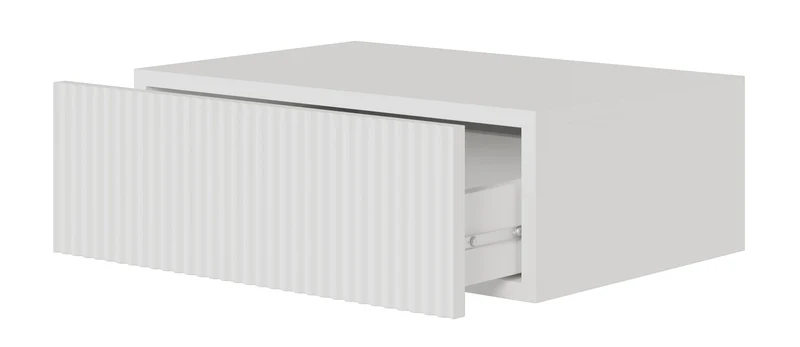 Nachttisch Veldio mit gefräster Front und Schublade 50 cm Grau Beige, hängend