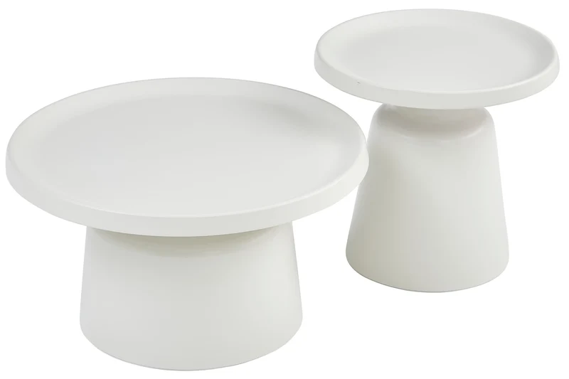 Brin Couchtisch-Set rund 70 und 50 cm cremefarben