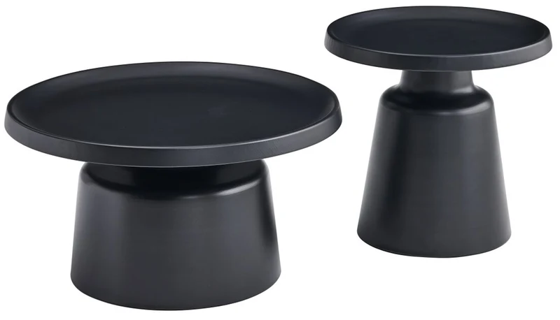 Brin runde Kaffeetisch-Sets 70 und 50 cm schwarz