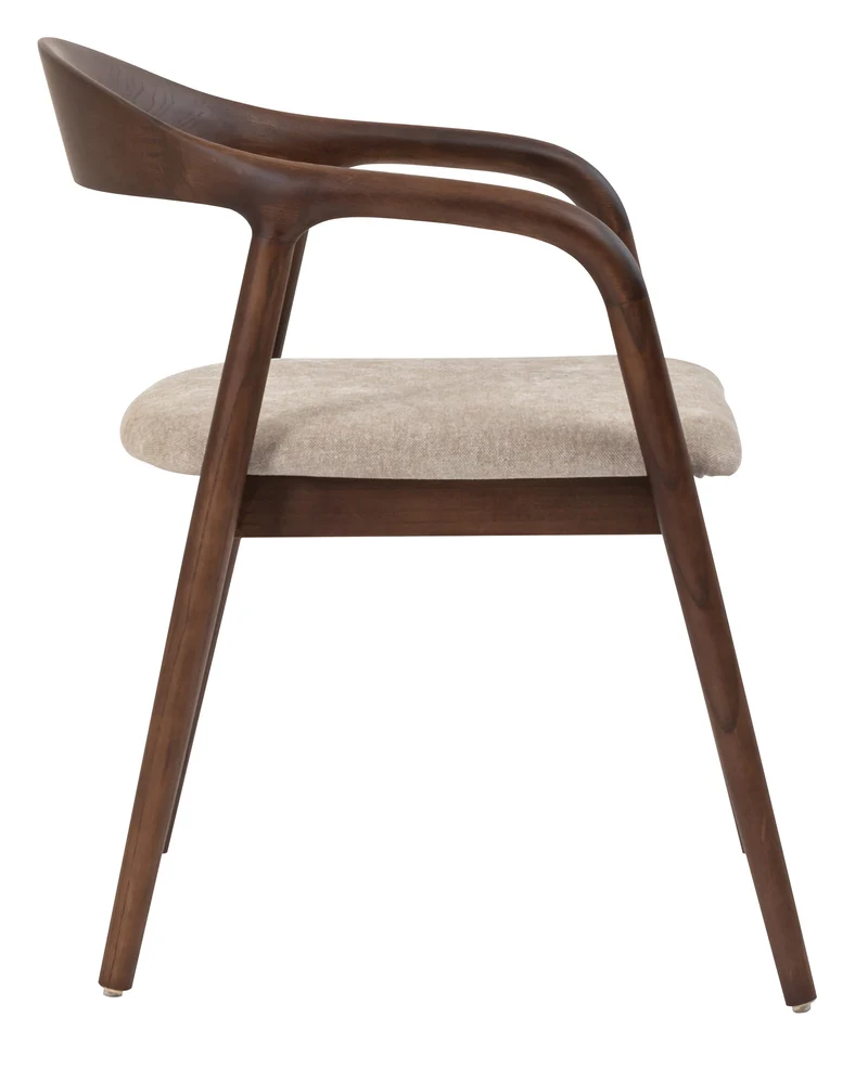 Holzstuhl für das Esszimmer Insible mit leicht zu reinigendem Stoff, beige Geflecht/Nussbaum