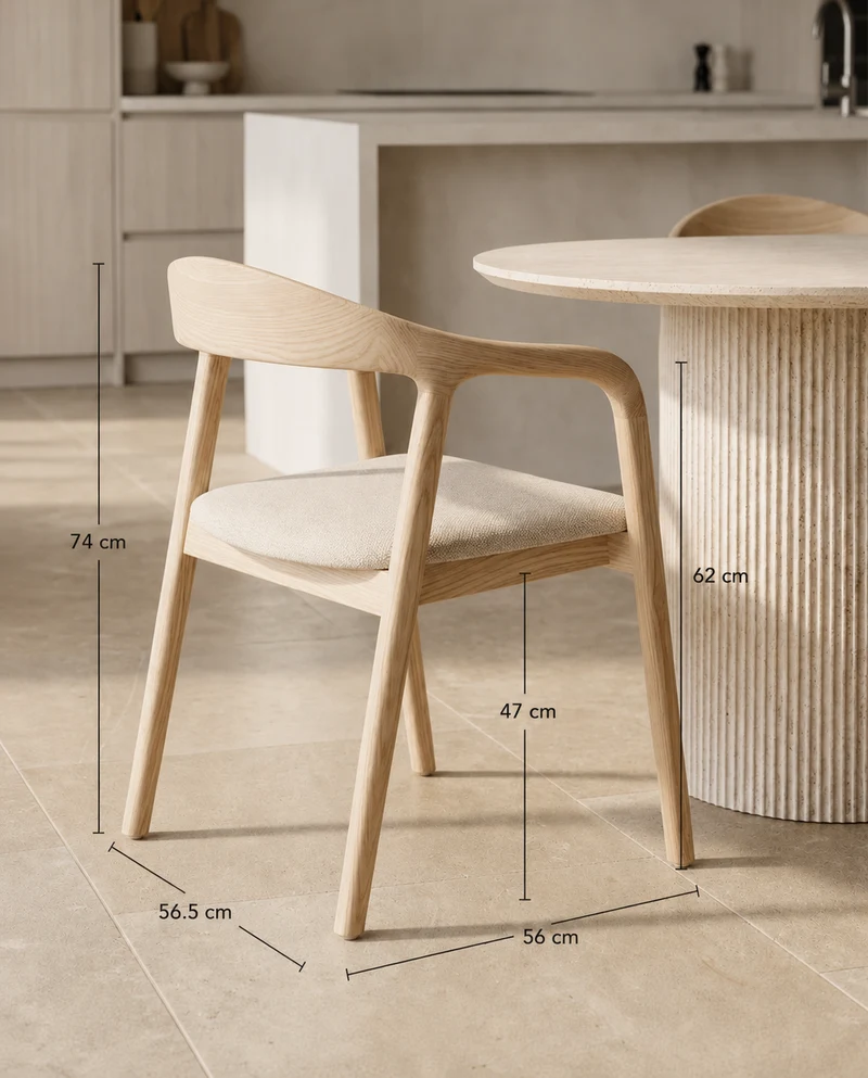 Japandi Essenhouten Stoel Licht Beige