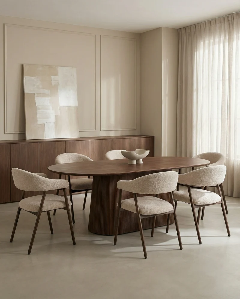 Japandi Ovale Eettafel Licht Mangohout