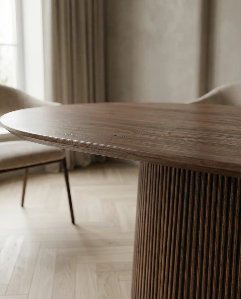 Japandi Ovale Eettafel Licht Mangohout