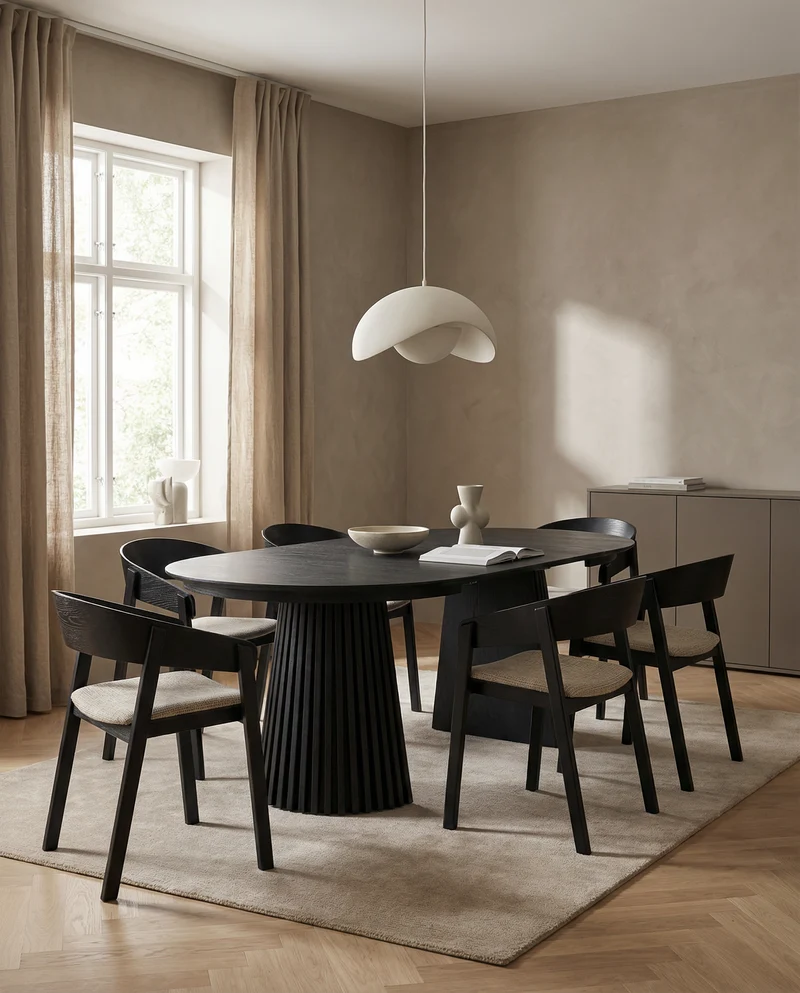 Japandi Uitschuifbare Eettafel Black Oak