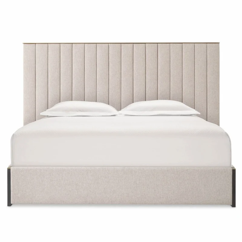 Casa Padrino Luxus Doppelbett Naturfarben / Messing / Schwarzgrau 180 x 210 cm - Schlafzimmer Möbel