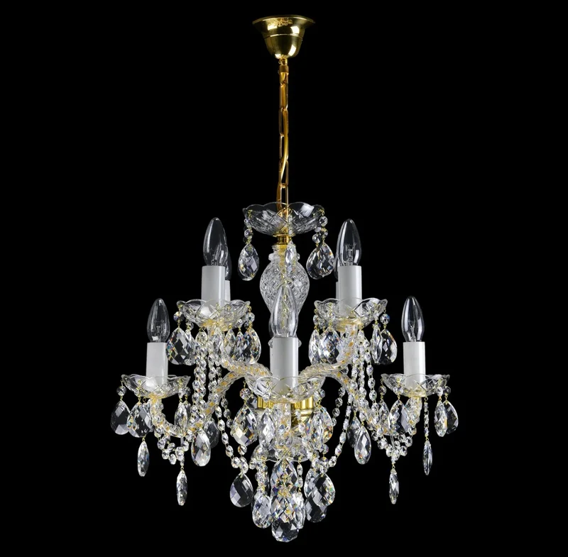 Casa Padrino Luxus Barock Kristall Kronleuchter Gold Ø 48 x H. 50 cm - Prunkvolle Messing Kronleuchter mit böhmischem Kristallglas - Barock Möbel - Edel & Prunkvoll