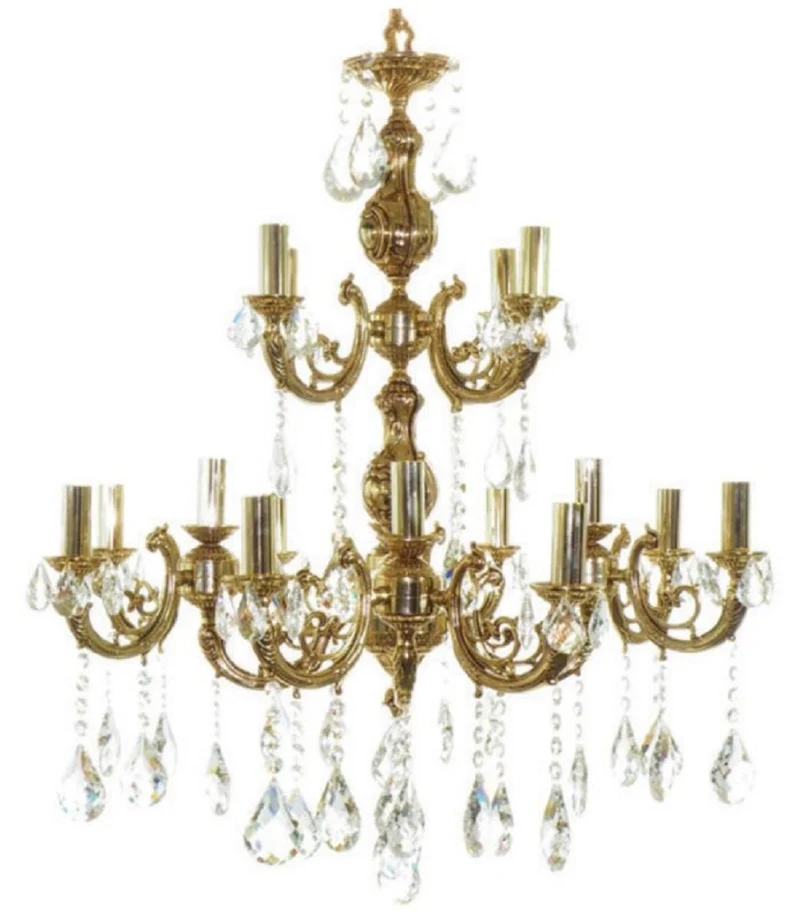 Casa Padrino Luxus Barock Kristall Kronleuchter Gold Ø 110 x H. 110 cm - Vergoldeter Messing Kronleuchter mit edlem Kristallglas - Barock Wohnzimmer Kronleuchter - Barock Hotel Kronleuchter