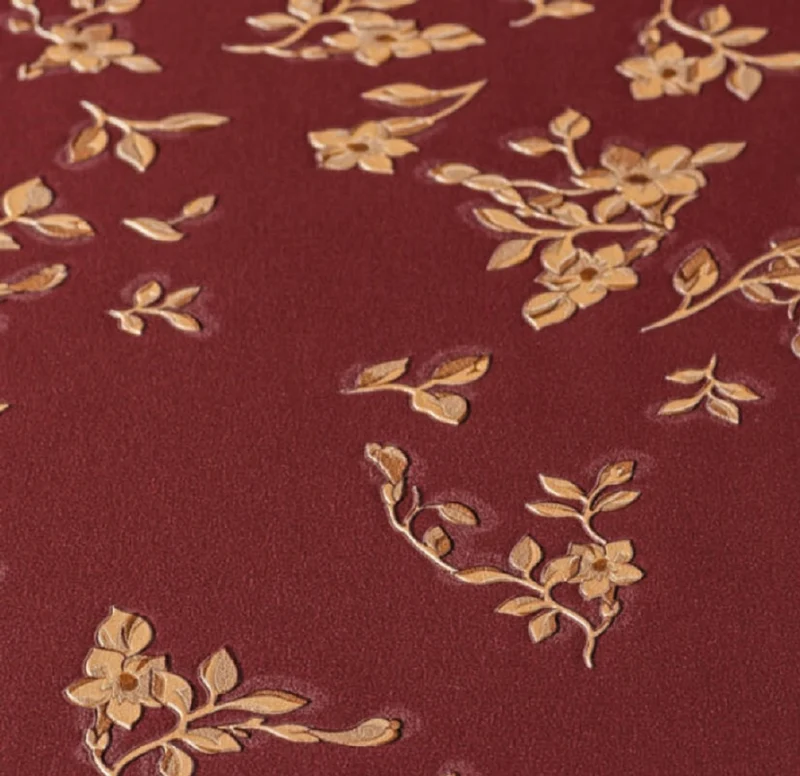 Versace Designer Tapete Barock Blumen 935857 Rot / Beige / Braun - Satintapete mit elegantem Muster - Hochwertige Qualität