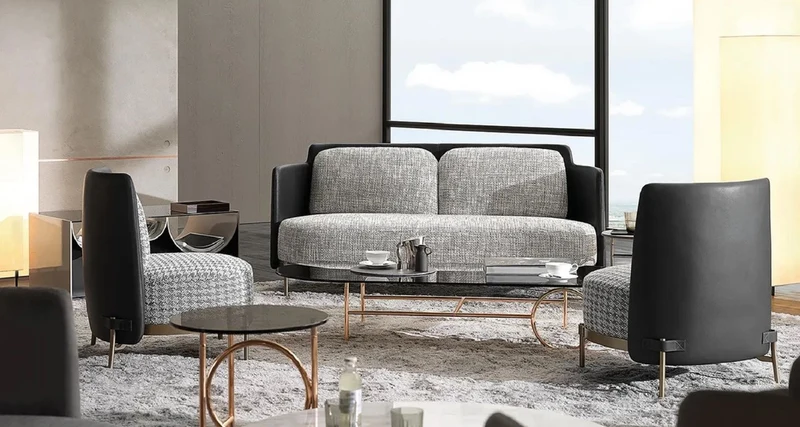 Casa Padrino Luxus Sofa Grau / Schwarz / Messing 163 cm - Wohnzimmer & Hotel Möbel