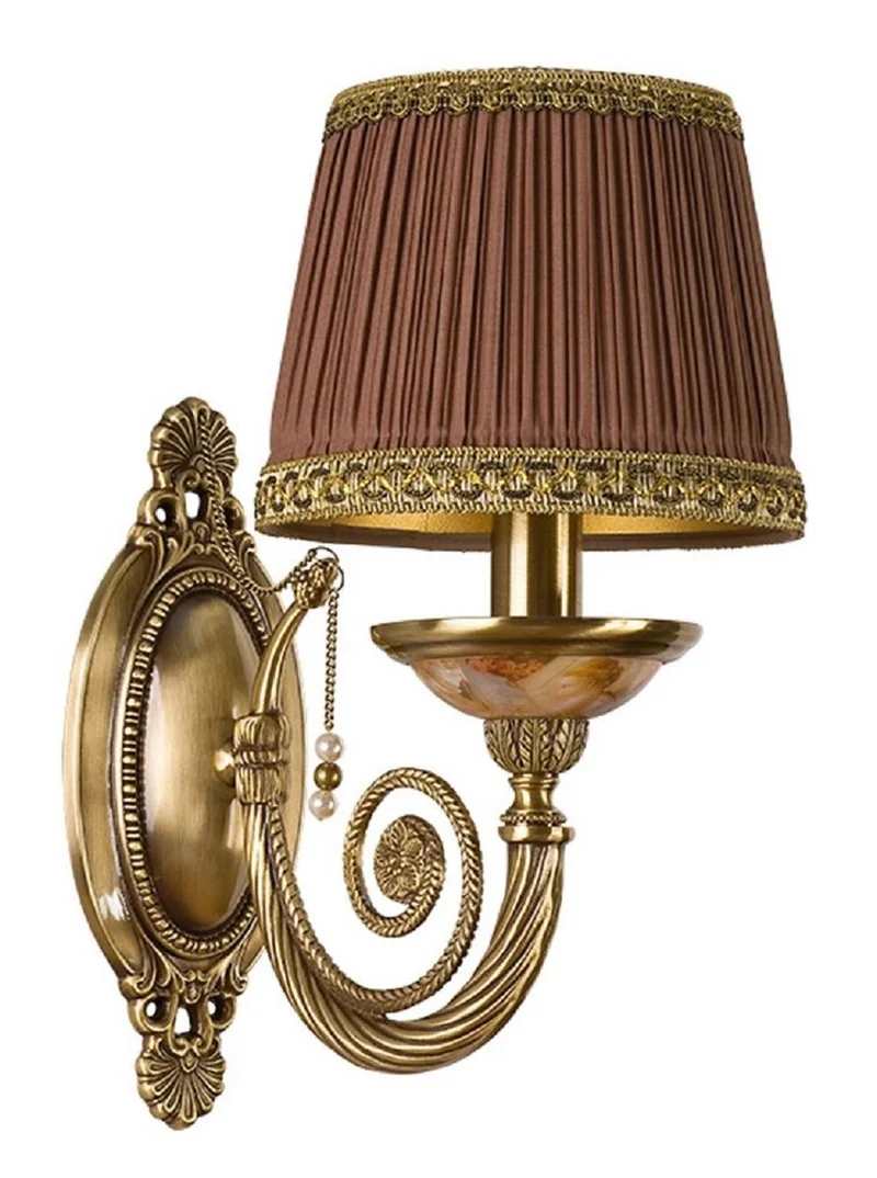 Casa Padrino Luxus Barock Wandleuchte Messing mit Patina / Braun / Gold H. 34 cm