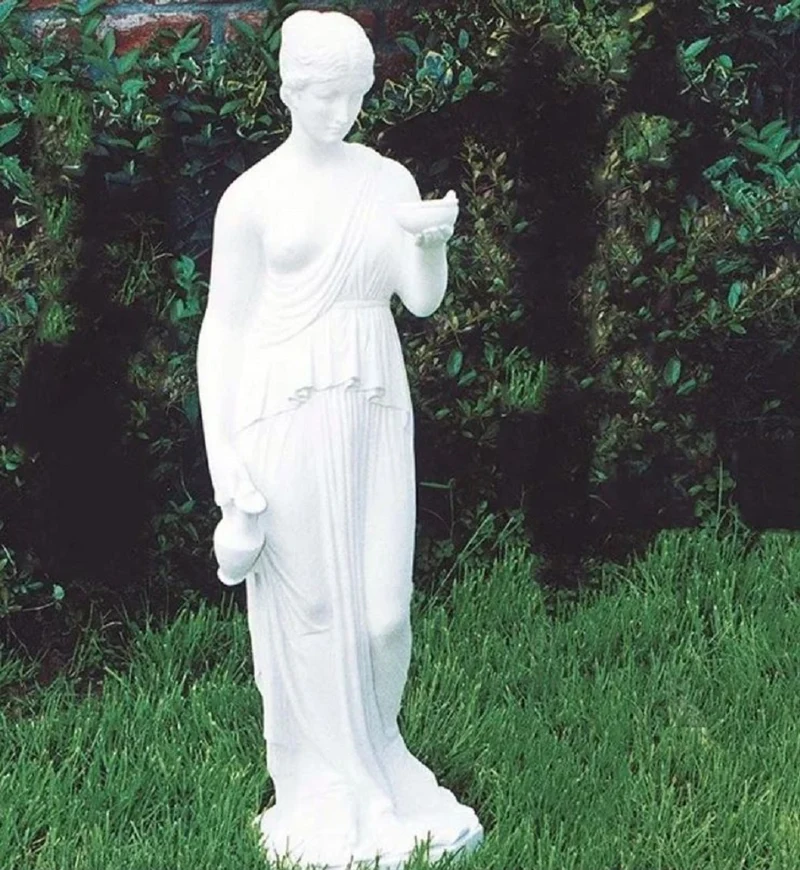 Casa Padrino Jugendstil Garten Deko Skulptur Frau Weiß H. 80 cm - Made in Italy