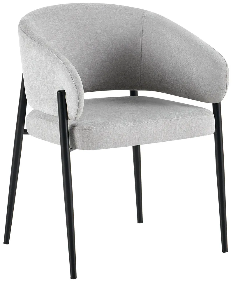 Gepolsterter Stuhl Resilly, grauer Chenille-Stoff / schwarze Beine