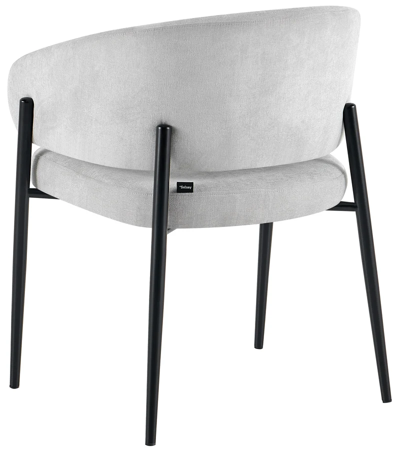 Gepolsterter Stuhl Resilly, grauer Chenille-Stoff / schwarze Beine