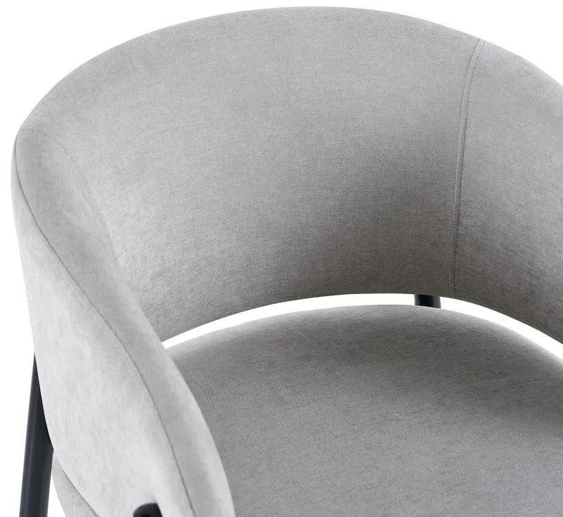 Gepolsterter Stuhl Resilly, grauer Chenille-Stoff / schwarze Beine