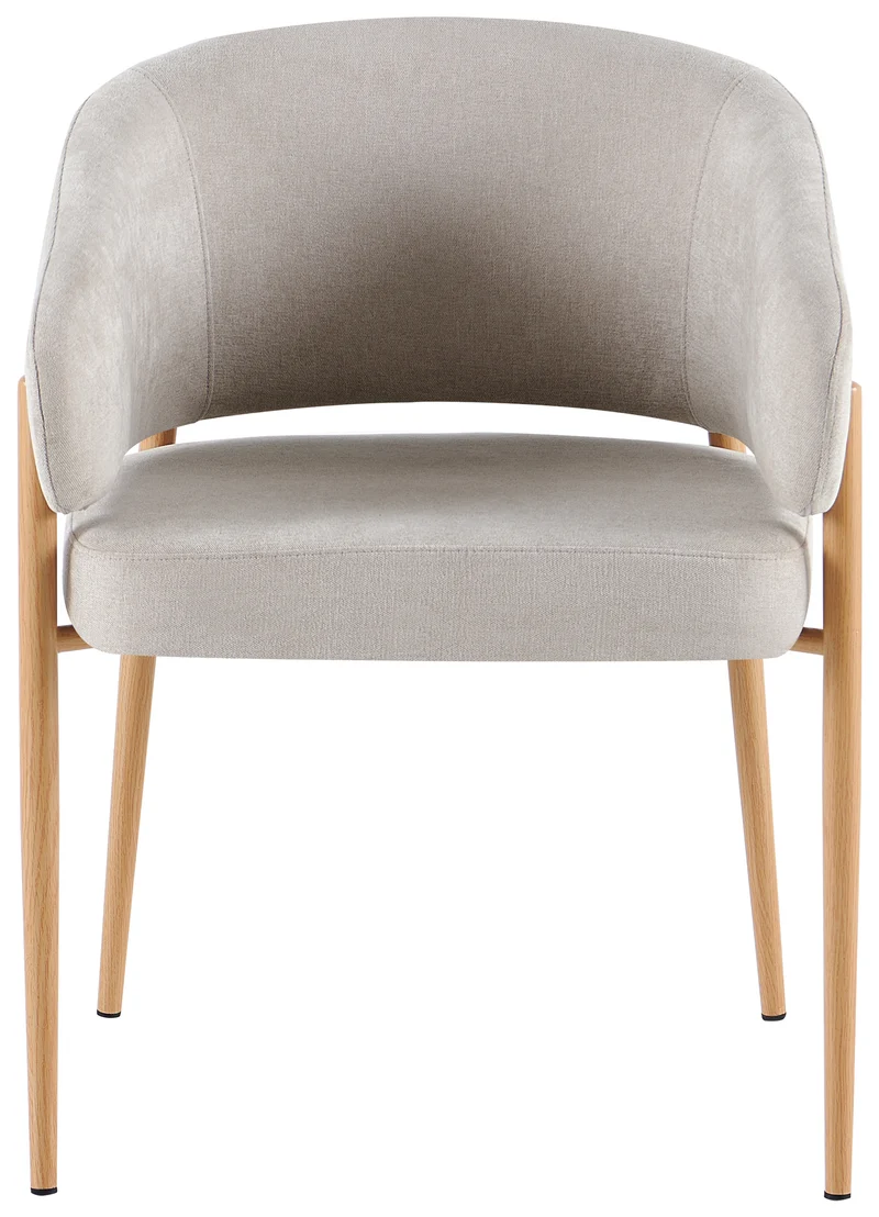 Polsterstuhl Resilly hellbeige Chenille / Beine aus natürlicher Eiche