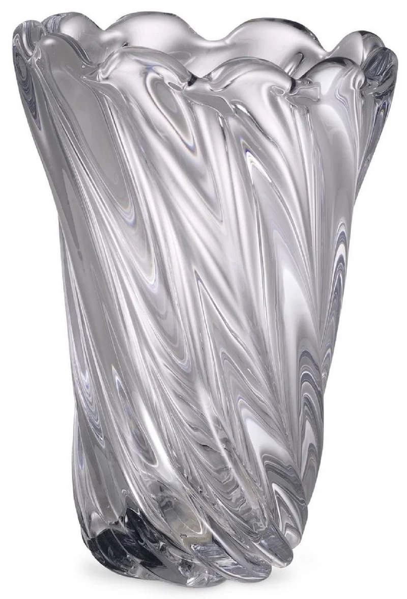 Casa Padrino Luxus Deko Glas Vase Ø 20,5 x H. 29 cm - Mundgeblasene Blumenvase - Luxus Deko Accessoires