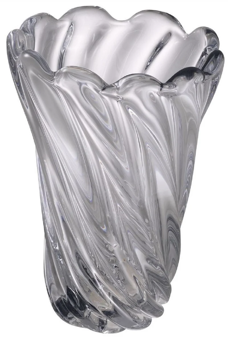 Casa Padrino Luxus Deko Glas Vase Ø 20,5 x H. 29 cm - Mundgeblasene Blumenvase - Luxus Deko Accessoires