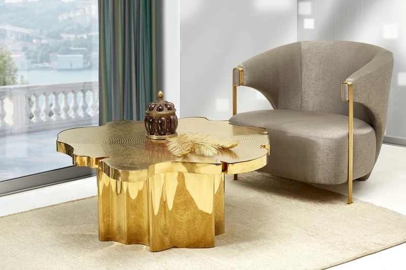 Casa Padrino Luxus Couchtisch Gold 105 x 109 x H. 45 cm - Edelstahl Wohnzimmertisch - Luxus Wohnzimmer & Hotel Möbel