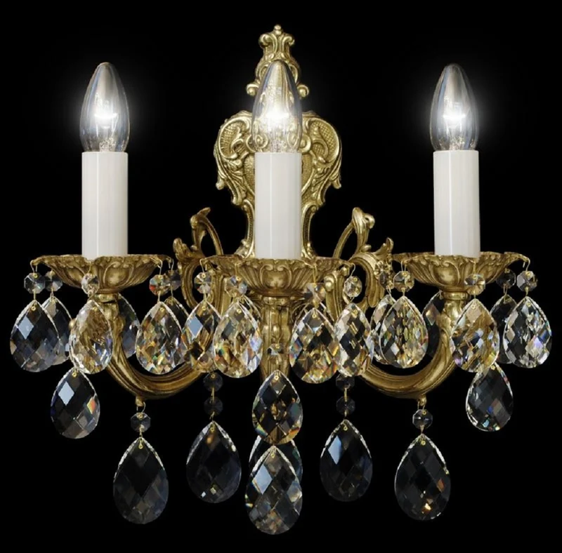 Casa Padrino Luxus Barock Kristall Wandleuchte Bronze 25 x H. 37 cm - Prunkvolle Wandlampe mit Böhmischem Kristallglas - Edel & Prunkvoll