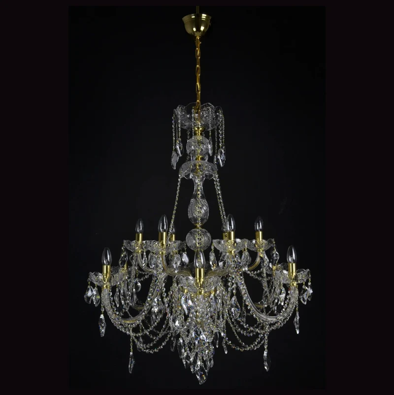 Casa Padrino Luxus Barock Kristall Kronleuchter Gold Ø 80 x H. 60 cm - Prunkvolle Messing Kronleuchter mit böhmischem Kristallglas - Barock Möbel - Edel & Prunkvoll