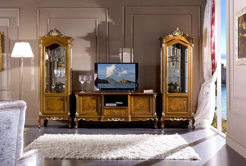 Casa Padrino Luxus Barock Vitrine Braun / Gold - Handgefertigter Massivholz Vitrinenschrank mit Tür - Prunkvolle Barock Möbel - Luxus Qualität - Made in Italy