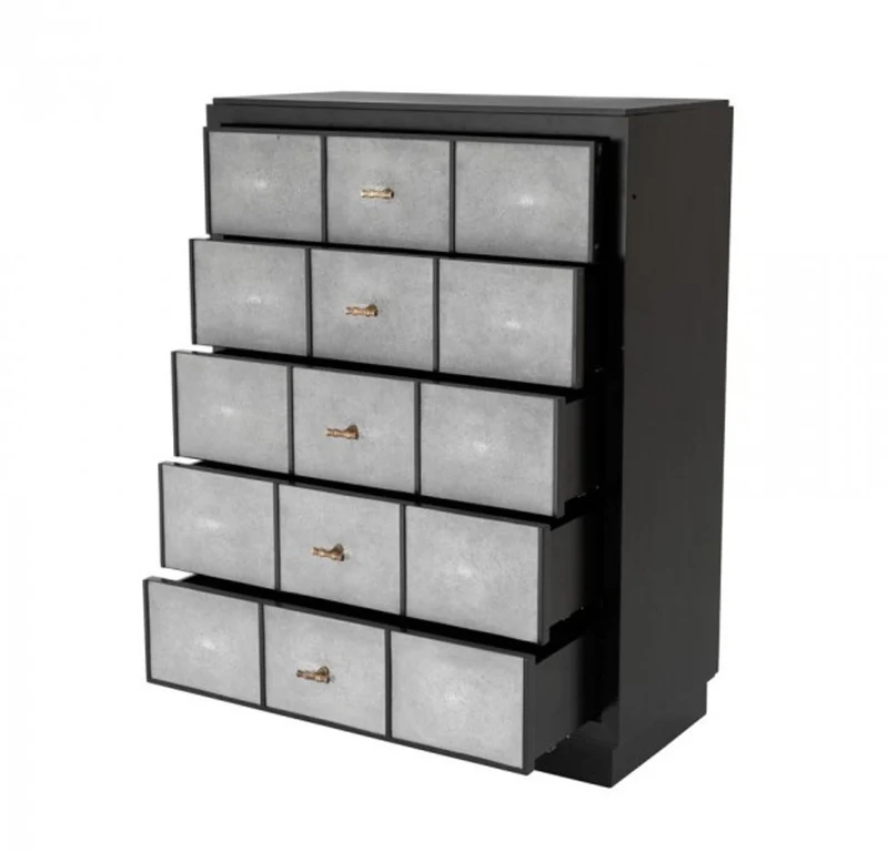 Casa Padrino Luxus Mahagoni Kommode - Schwarz / Grau / Antik Messing - 96,5 x 47,5 x H. 130 cm