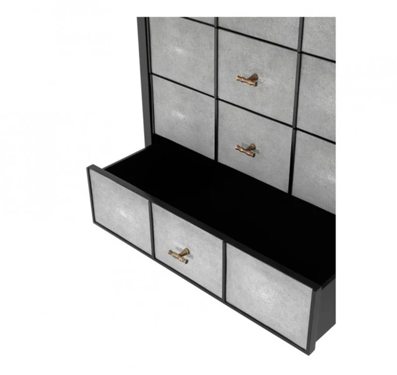 Casa Padrino Luxus Mahagoni Kommode - Schwarz / Grau / Antik Messing - 96,5 x 47,5 x H. 130 cm