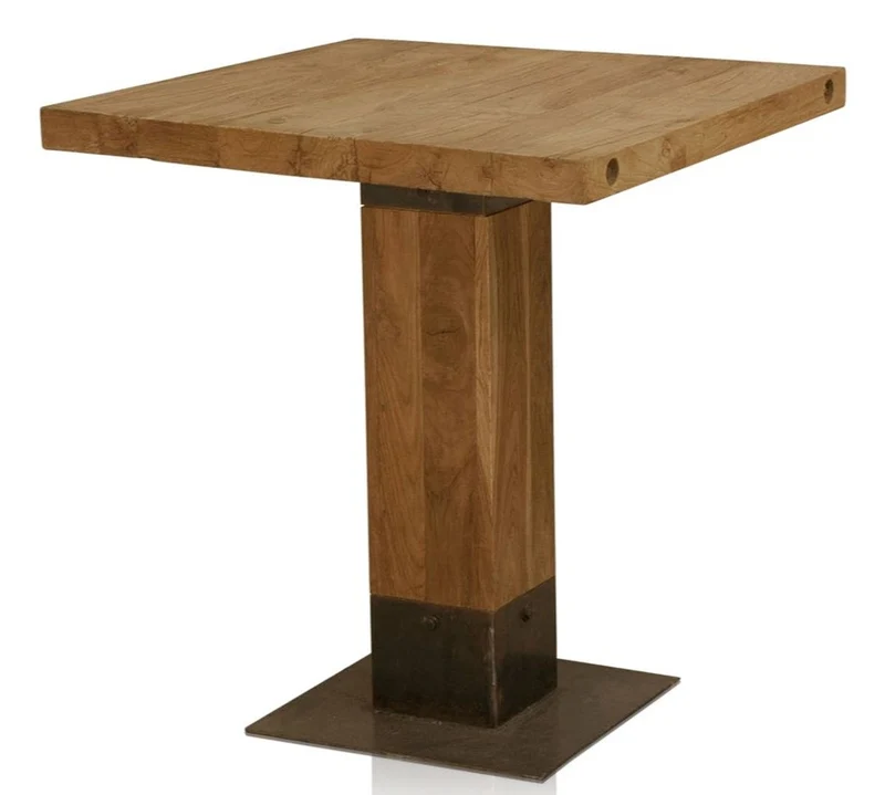 Casa Padrino Luxus Bartisch aus Teakholz und Stahl Braun / Schwarz 70 x 70 x H. 100 cm