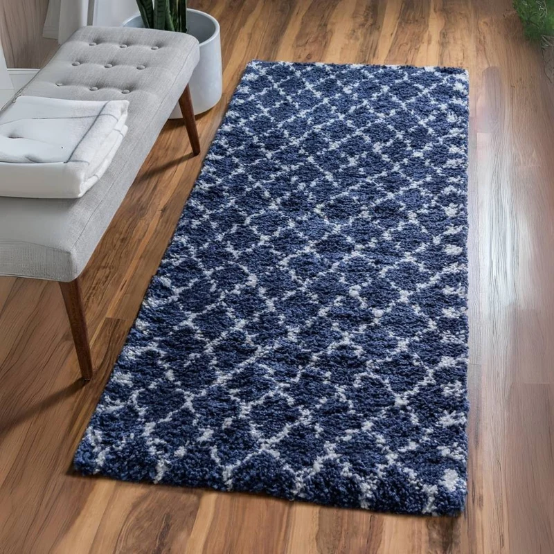 Teppich MARA Shaggy Läufer Ultra-Marineblau 80x305 cm