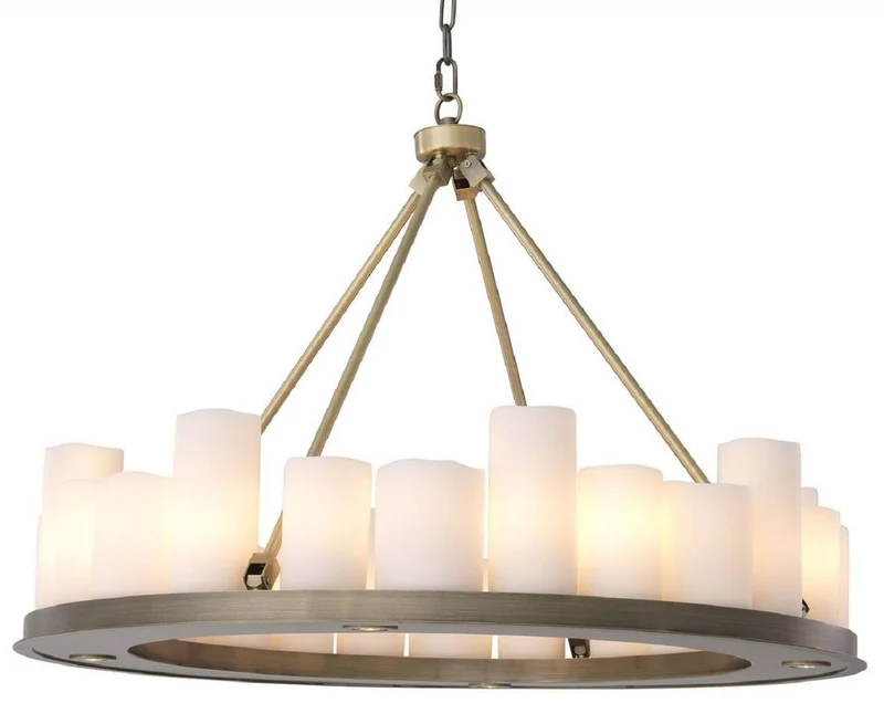 Casa Padrino Luxus LED Kronleuchter Messingfarben / Weiß Ø 90 x H. 65 cm - Moderner runder Kronleuchter mit Fernbedienung - Luxus Qualität