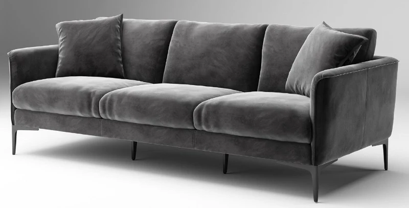 Casa Padrino Luxus Sofa Grau / Schwarz 240 x 98 x H. 60 cm - Wohnzimmer Sofa mit edlem Samtstoff - Luxus Wohnzimmer Möbel